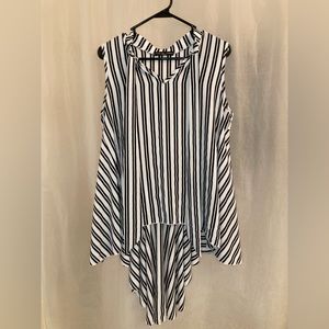 Black & White Striped Bow Tie High Low Tank